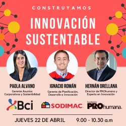 Próximo webinar PROhumanaRED: Construyamos Innovación Sustentable